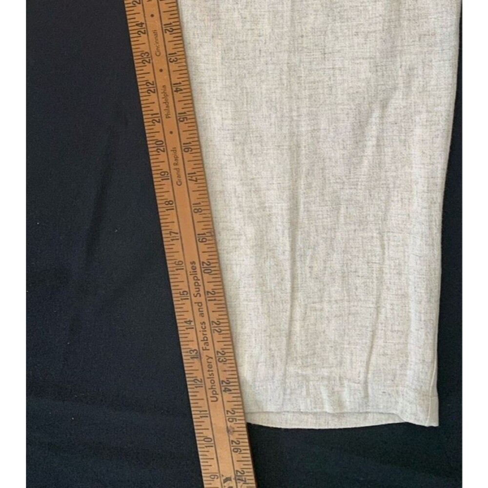 Linen Blend Pleated Pants Rope Belt Large Beige Natural Coastal Cottage Beach - Picture 11 of 16